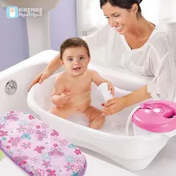 وان حمام کودک سامر دوشدار نوزادی با اسانشور پایه دار  رنگ سفید  صورتی  summer bathtub pink