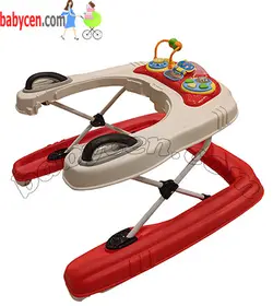 روروک 2 کاره واکر شونده موزیکال کاپلا رنگ قرمز مشکی capella walker 2in1