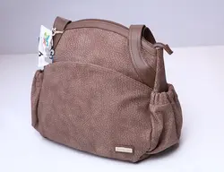 ساک لوازم جیر طبیعی نسکافه ای اصل کالن کام امریکا با زیانداز تعویض و جای شیشه و پستانک وعایق دما با بند سردوشی  kalencom