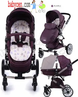 کالسکه  کریر کاپلا لائون کریکات شو رنگ طوسی و بدنه مشکی با تشک دوبل و گرم کن پای کالسکه و کریر   Capella Laon Blue Baby Stroller-طوسی تیره کالسکه کریکات شونده