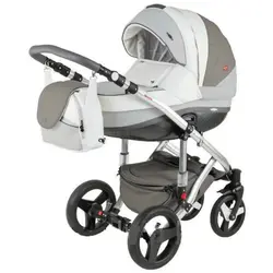 کالسکه ادامکس ویکو تمام چرم دولوکس کربن 4 تکه طوسی   ADAMEX VICCO DELUXE CARBON 102S