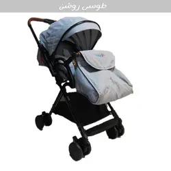 کالسکه بیبی فور لایف  دسته دو طرفه رو به مادر رنگ مشکی  با گرم کن پای کالسکه بیبی فور لایف baby 4 life