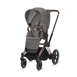 کالسکه پریام سایبکس طوسی با بدنه رزگلد با کریر ایتون رنگ طوسی cybex e- priam - بارنی