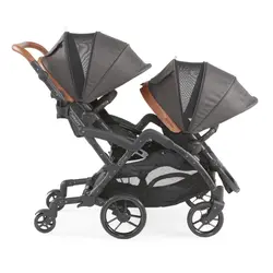 کالسکه دوقلو کانتورز پشت سرهم 6 حالته جدید مشکی با چرم دوزی نچرال  قهوه ای      Contours Double Stroller