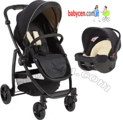 کالسکه کریر گراکو  مدل ایوو رنگ سورمه ای کرم با گرم کن پای کالسکه Graco Evo navy Sand