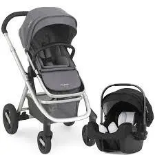 کالسکه کریر نونا مدل ای وی ساوی با کالسکه طوسی و کریر مشکی nuna ivvi savi