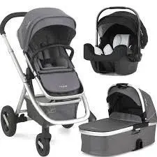 کالسکه نونا مدل ای وی وی ای رنگ طوسی با قابلیت صندلی دوطرفه و نصب کریر برروی کالسکه نونا nuna ivvi - بارنی