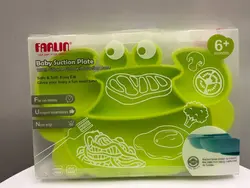 ست ظرف غذاخوری کودک سیلیکونی طرح خرچنگ (2تیکه) فارلین رنگ سبز farlin