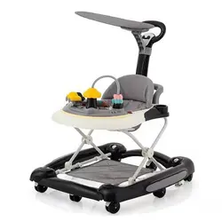 رورورک کودک دسته دار بونلی مشکی-طوسی راکر شو 8 چرخ موزیکال چراغدار  BONELLI  babywalker