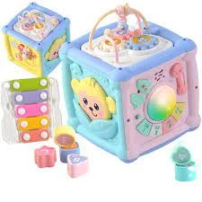 اسباب بازی فکری و اموزشی مکعب موزیکال 6 کاره لگو اشکال و بلز و درام  و پرس مونکی  sobebear / baby wisdom cube