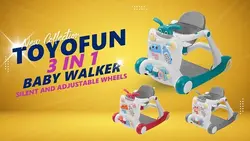 روروک واکر و میز بازی 3 کاره موزیکال جدید تویوفان رنگ طوسی  toyofun baby walker / grey