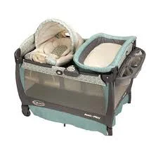 تخت و پارک گراکو مدل وینسلت گهواره دار با چنجر تعویض و دستگاه ویبراتور موزیکال و چراغ خواب و سبد مخصوص لوازم نوزادی     GRACO pack n play  / cuddle cove rocking seat WINSLET