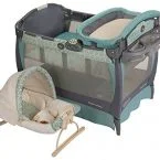 تخت و پارک گراکو مدل وینسلت گهواره دار با چنجر تعویض و دستگاه ویبراتور موزیکال و چراغ خواب و سبد مخصوص لوازم نوزادی     GRACO pack n play  / cuddle cove rocking seat WINSLET