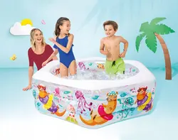 استخر بادی شش ضلعی طرح آکواریوم خانواده اینتکس (intex)
