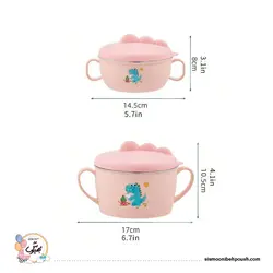 ظرف غذا تو استیل کودک طرح دایناسور (قاشق دار)