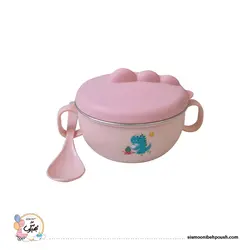 ظرف غذا تو استیل کودک طرح دایناسور (قاشق دار)