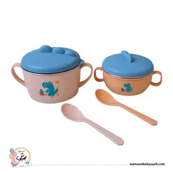 ظرف غذا تو استیل کودک طرح دایناسور (قاشق دار)