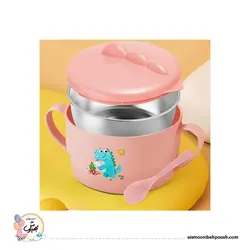 ظرف غذا تو استیل کودک طرح دایناسور (قاشق دار)