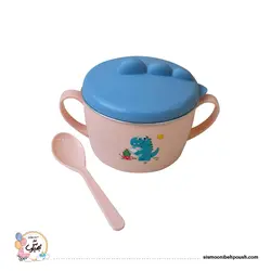 ظرف غذا تو استیل کودک طرح دایناسور (قاشق دار)