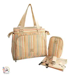 ساک لوازم کودک الا ELA مدل 2عددی پارچه کتان ضدلک و ضد آب دارای یک کیف همراه کوچک