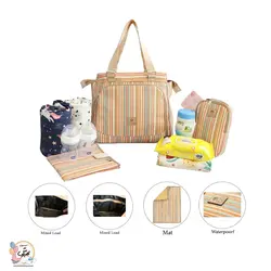 ساک لوازم کودک الا ELA مدل 2عددی پارچه کتان ضدلک و ضد آب دارای یک کیف همراه کوچک