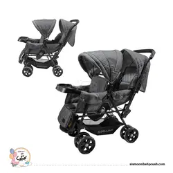 کالسکه دوقلو دلیجان قابل تنظیم در 3 حالت ودارای ترمزهمچنین  حالت خواب برای هر سیت