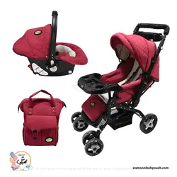 سرویس کالسکه 4 تکه بی بی لایک دلیجان سیت در ۳ حالت روبه مادرجنس اسکلت سوپر