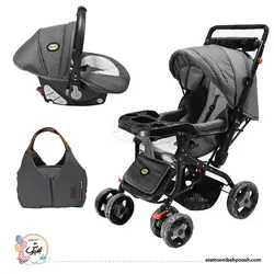 سرویس کالسکه 4 تکه بی بی لایک دلیجان سیت در ۳ حالت روبه مادرجنس اسکلت سوپر