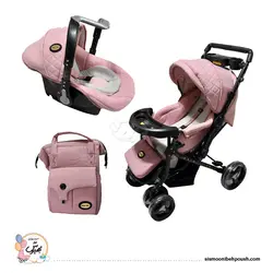 سرویس کالسکه 4 تکه بی بی لایک دلیجان سیت در ۳ حالت روبه مادرجنس اسکلت سوپر