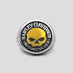 انگشتر اسکلتی طرح جمجمه هارلی دیویدسون مدل Golden Skull کد Njd297
