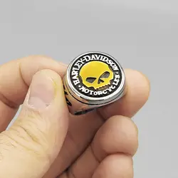 انگشتر اسکلتی طرح جمجمه هارلی دیویدسون مدل Golden Skull کد Njd297