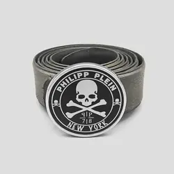 کمربند اسکلتی طرح فیلیپ پلین مدل Silver-Pirate رنگ طوسی کد Phs-621d6