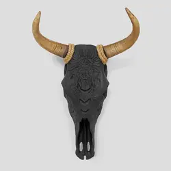 دیوارکوب طرح جمجمه گاومیش (راک) مدل Apache-Knf کد Irz266 رنگ مشکی