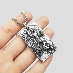 پلاک و گردنبند استیل اسکلتی مدل Eagle کد Njd-770d3