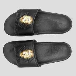 دمپایی اسکلتی طرح فیلیپ پلین رنگ مشکی مدل GoldenSkull کد Phs569