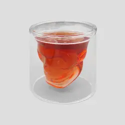 لیوان دوجداره جمجمه مدل Doomed ارتفاع ۸.۵ سانتیمتر به همراه زیره و قاشق کد Gss036