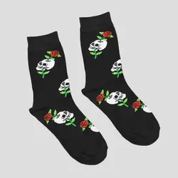 جوراب اسکلتی ساق بلند طرح جمجمه و رز مدل Rose Skull کد Npsc-788d4