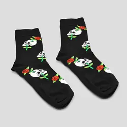 جوراب اسکلتی ساق بلند طرح جمجمه و رز مدل Rose Skull کد Npsc-788d4