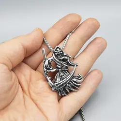 پلاک و گردنبند استیل اسکلتی طرح فرشته مرگ کد Njd-749d1