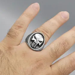 انگشتر اسکلتی استیل طرح پانیشر The Punisher مدل Cle کد Njd696