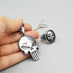 انگشتر اسکلتی استیل طرح پانیشر The Punisher مدل Cle کد Njd696