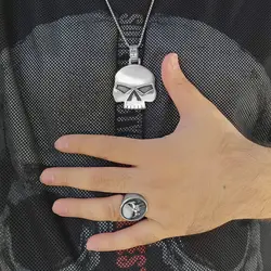 انگشتر اسکلتی استیل طرح پانیشر The Punisher مدل Cle کد Njd696