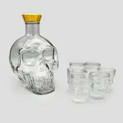 ست شات شش عددی و بطری طرح جمجمه شفاف کد Gss451