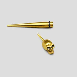 پیرسینگ اسکلتی بلند طرح جمجمه طلایی کد Frh-318d1