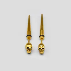 پیرسینگ اسکلتی بلند طرح جمجمه طلایی کد Frh-318d1