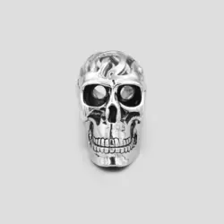 پلاک و گردنبند استیل جمجمه دو تیکه مدل Big Skull رنگ سیلور کد Njd-492d1