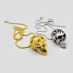پلاک و گردنبند استیل جمجمه دو تیکه مدل Big Skull رنگ سیلور کد Njd-492d1
