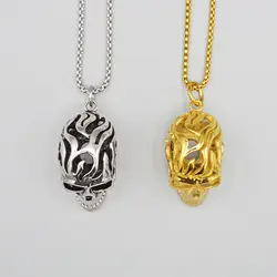 پلاک و گردنبند استیل جمجمه دو تیکه مدل Big Skull رنگ سیلور کد Njd-492d1