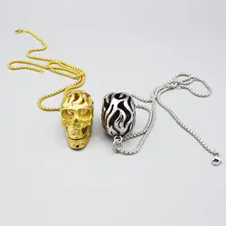 پلاک و گردنبند استیل جمجمه دو تیکه مدل Big Skull رنگ سیلور کد Njd-492d1