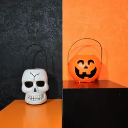 سطل رقص نور و موزیکال طرح کدو و اسکلت کد Pbc461